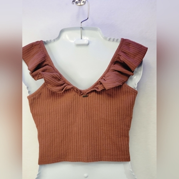 O'Neill Martie Ruffle Sleeveless Crop Top Women's Size Small Adjustable Front - Picture 6 of 9